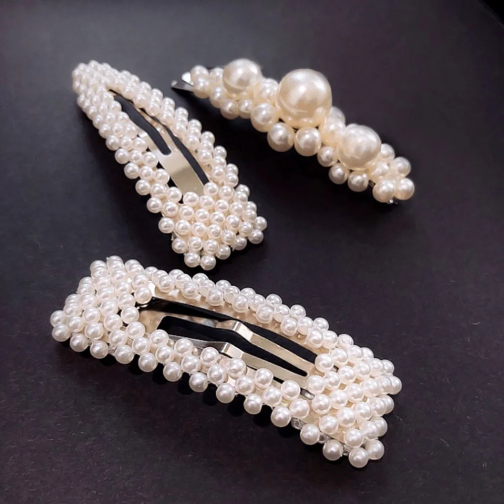 BUNDLE DEAL❗️3 Pack Pearl Hair Clips/ GOLD BANGLE BRACELET - Picture 2 of 8